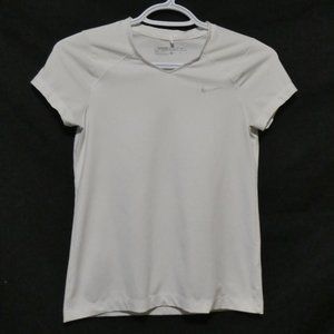 NIKE GOLF DRI-FIT | medium | White V-Neck Short Sleeve Golf Shirt